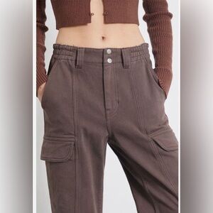 PACSUN elastic waist brown cargo pants